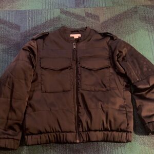 H&M Black Bomber Jacket with Front Flap Pockets